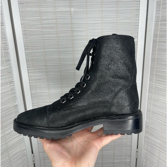 Paige Marline Black Leather Combat Boots Size 6 - Picture 5 of 8